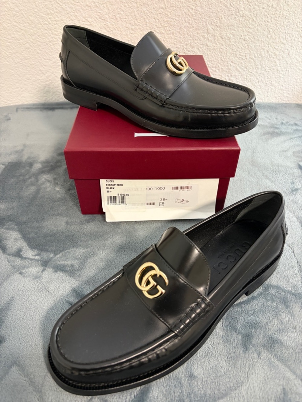 Brand New Women’s Gucci Marmont GG New Black Loafers Slip Ons Sz 38.5 US 8.5